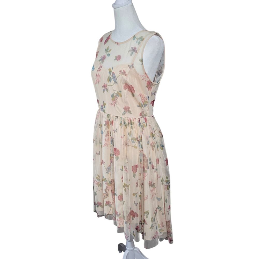 Vintage Disney Floral Mesh Dress Size 6 LC Waikiki Sheer Overlay Fairycore